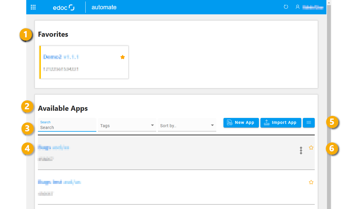 Zeigt die Dashboardansicht von edoc automate an.