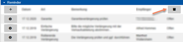 Symbol zum Anzeigen der erledigten Reminder