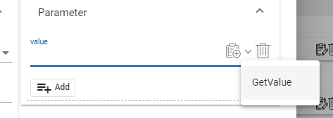 Zeigt, wie Sie für einen bestimmten Parameter eine Aktion auswählen.