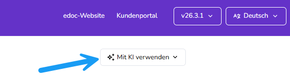 Menü mit KI-Funktionen im edoc Docs Center