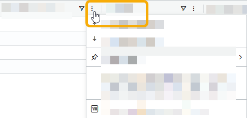 Drei-Punkte-Menü einer Tabellenspalte